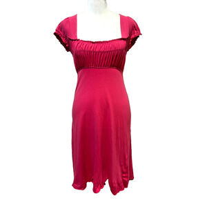 Energie Y2K Babydoll Dress Hot Pink Cap Sleeve Size M Tie Back Milkmaid Feminine